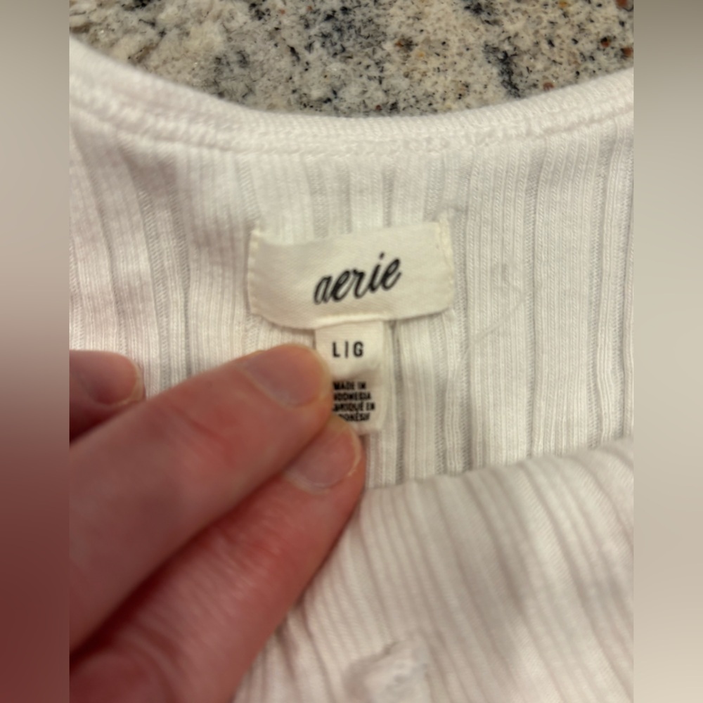 Aerie White Ribbed Womens crop top L Large - Picture 5 of 6